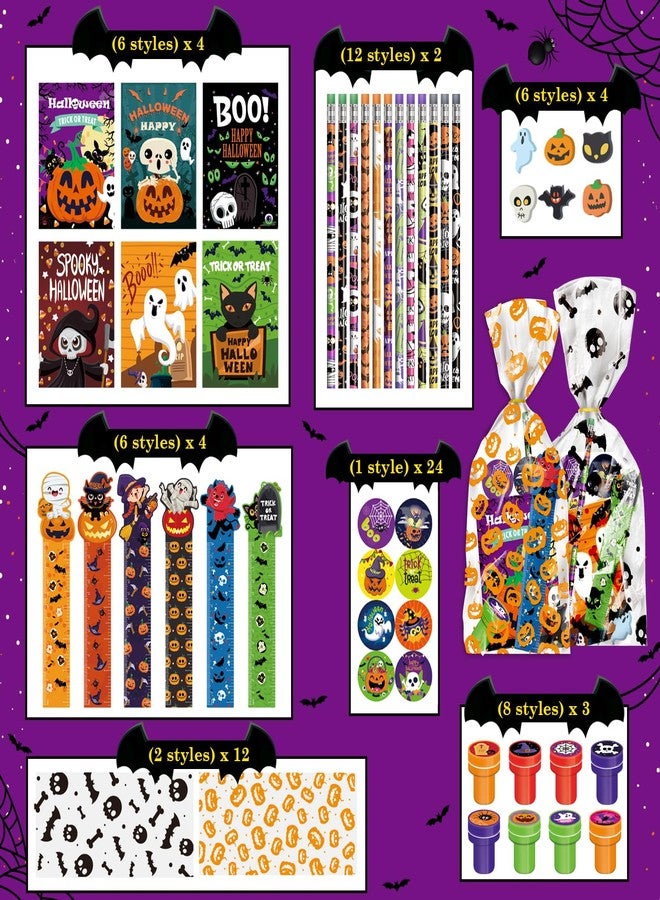 BEARUN Halloween Party Favor for Kids, 168 PCS 24-Pack Halloween Stationery Set with Goody Treat Bags, Bulk Toy for Class, Spooky Themed Halloween Party Gifts Prizes - Image 2
